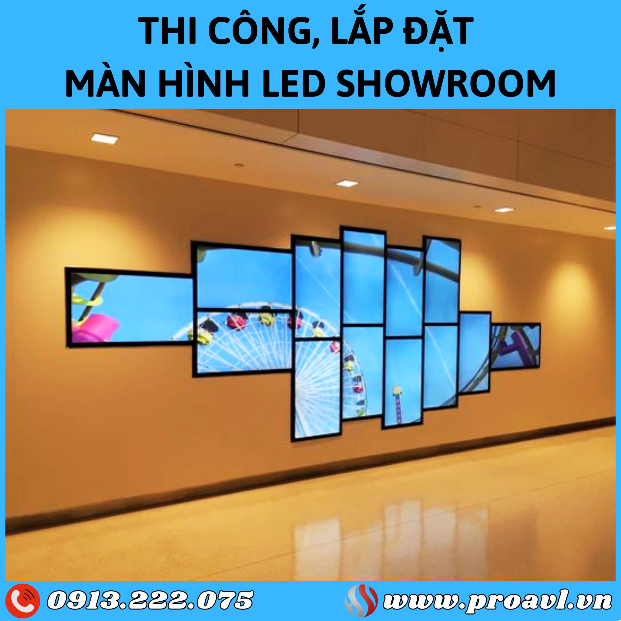 Lắp đặt màn hình Led Showroom giá tốt tại HSV ProAVL