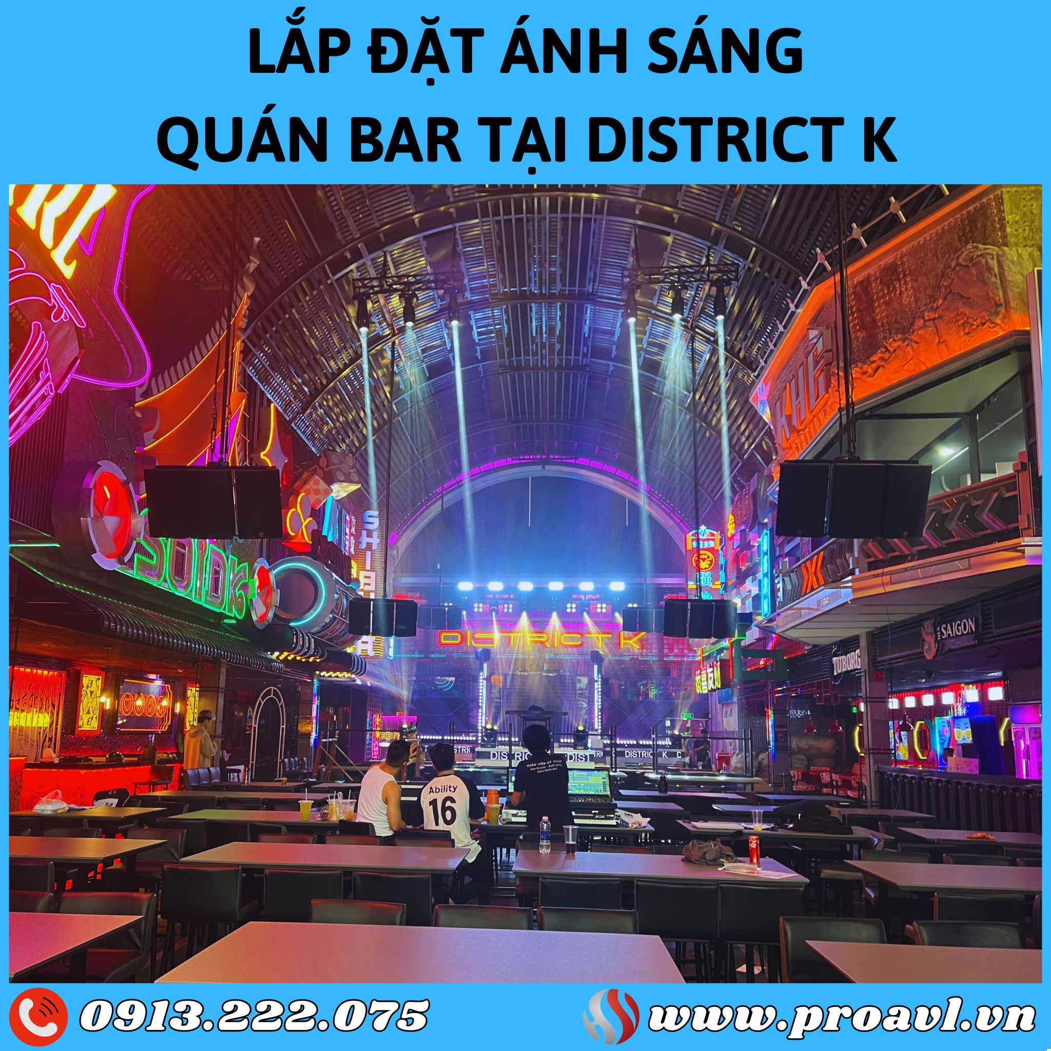 Thi công, lắp đặt hệ thống ánh sáng quán Bar chuyên nghiệp tại District K