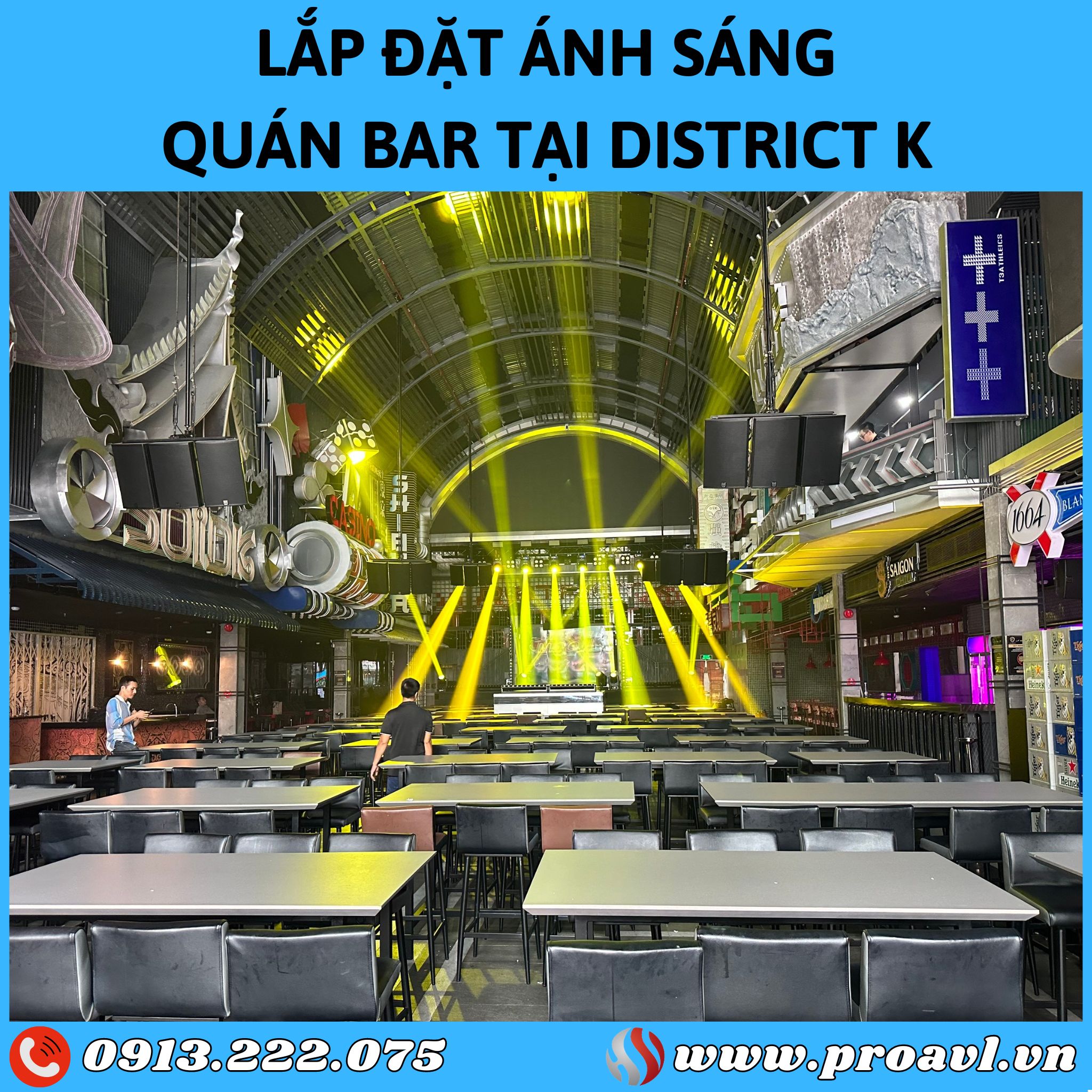Thi công, lắp đặt hệ thống ánh sáng quán Bar tại District K