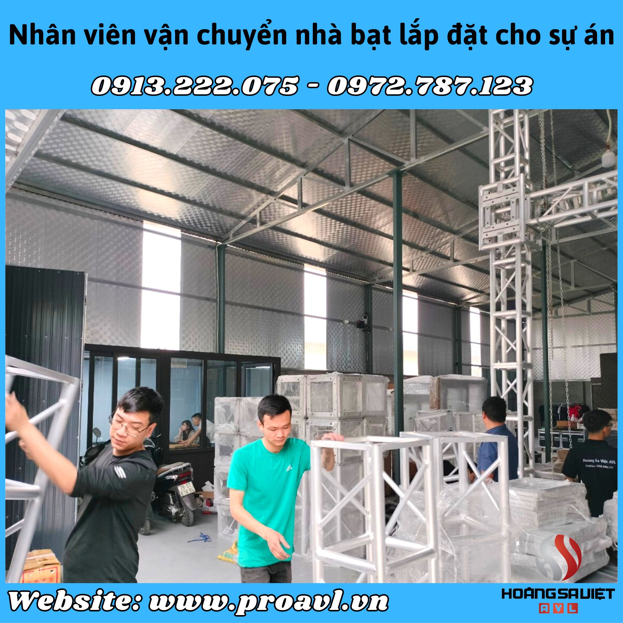 Staff transporting tents and installing them for the project