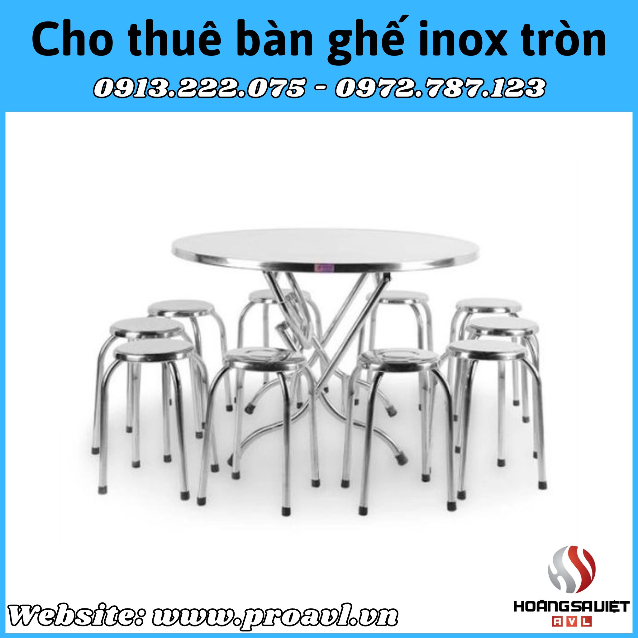 Cho thuê bàn ghế inox tròn