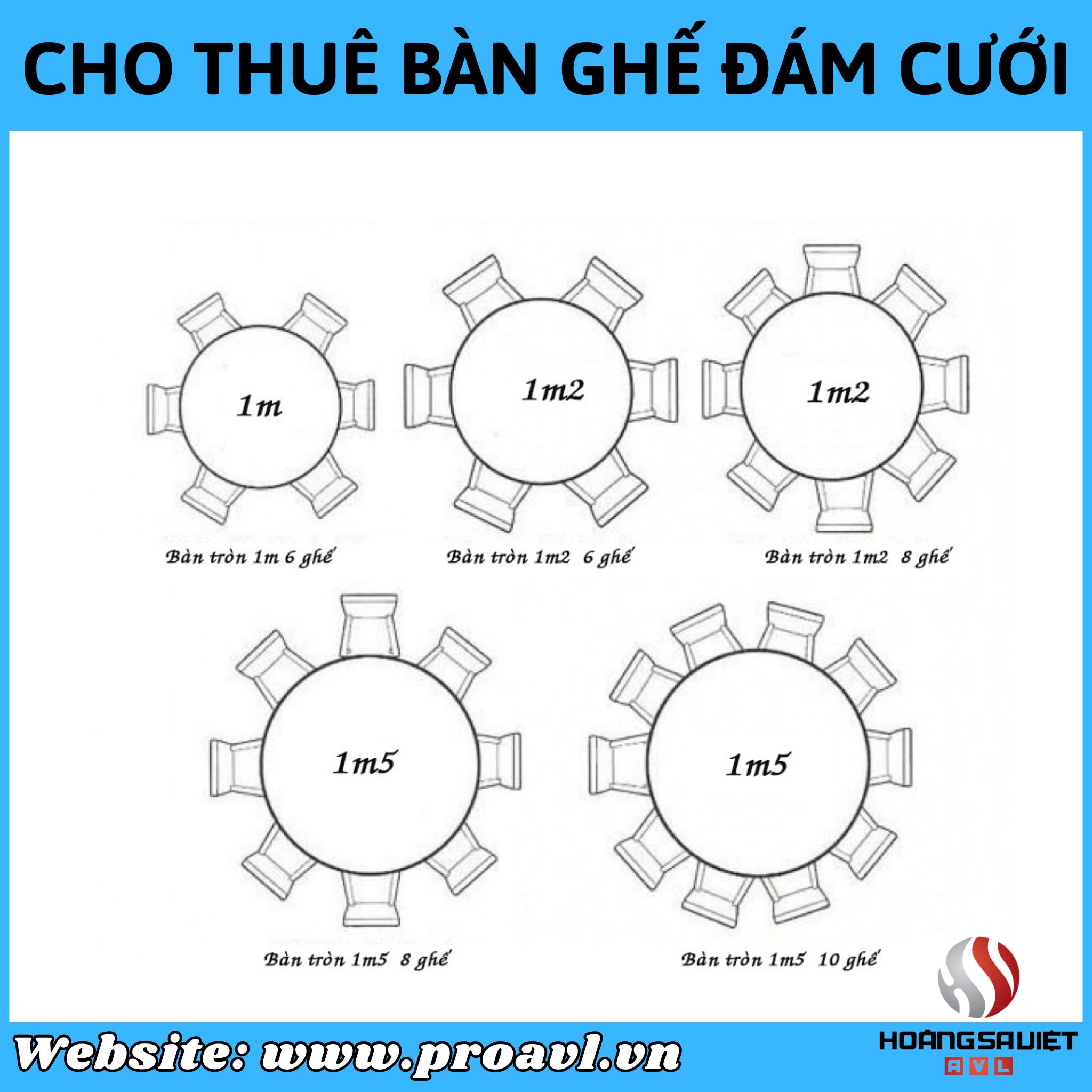 Kích thước bàn ghế tiệc cưới tại Hà Nội
