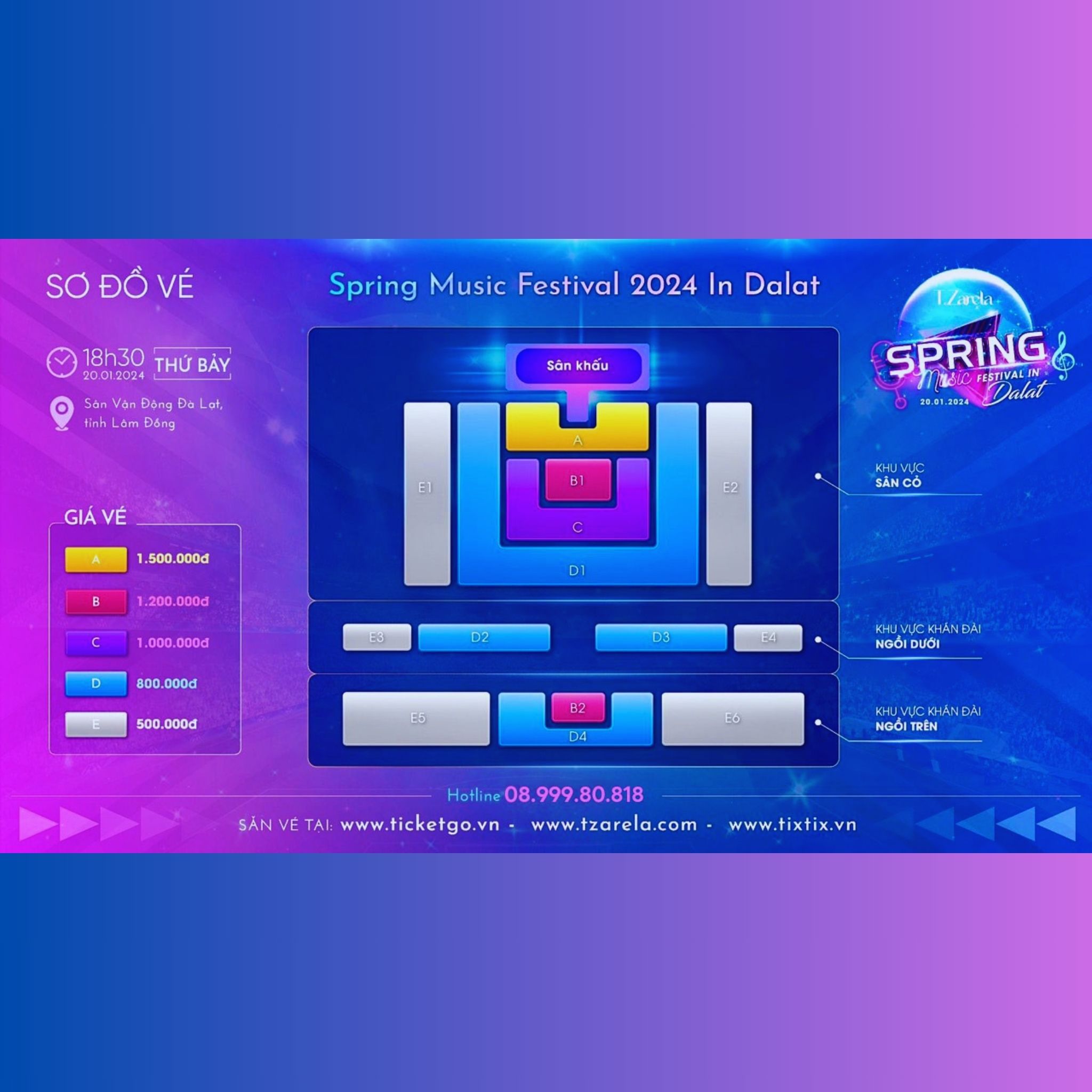 Thông tin vị trí ngồi tại nhạc hội “Spring Music Festival 2024 in Đà Lạt” Thông tin vị trí ngồi tại nhạc hội “Spring Music Festival 2024 in Đà Lạt”